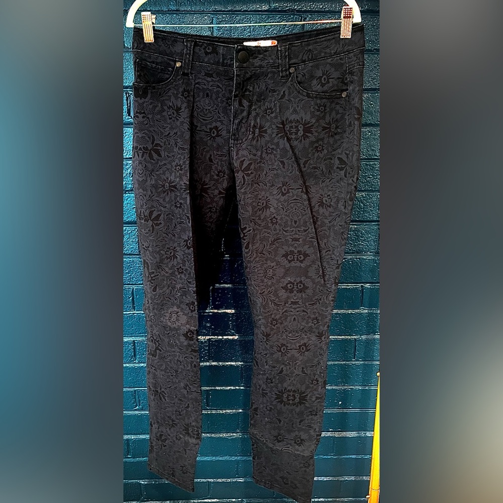 Floral Patterned Charcoal Jeans (Skinny)